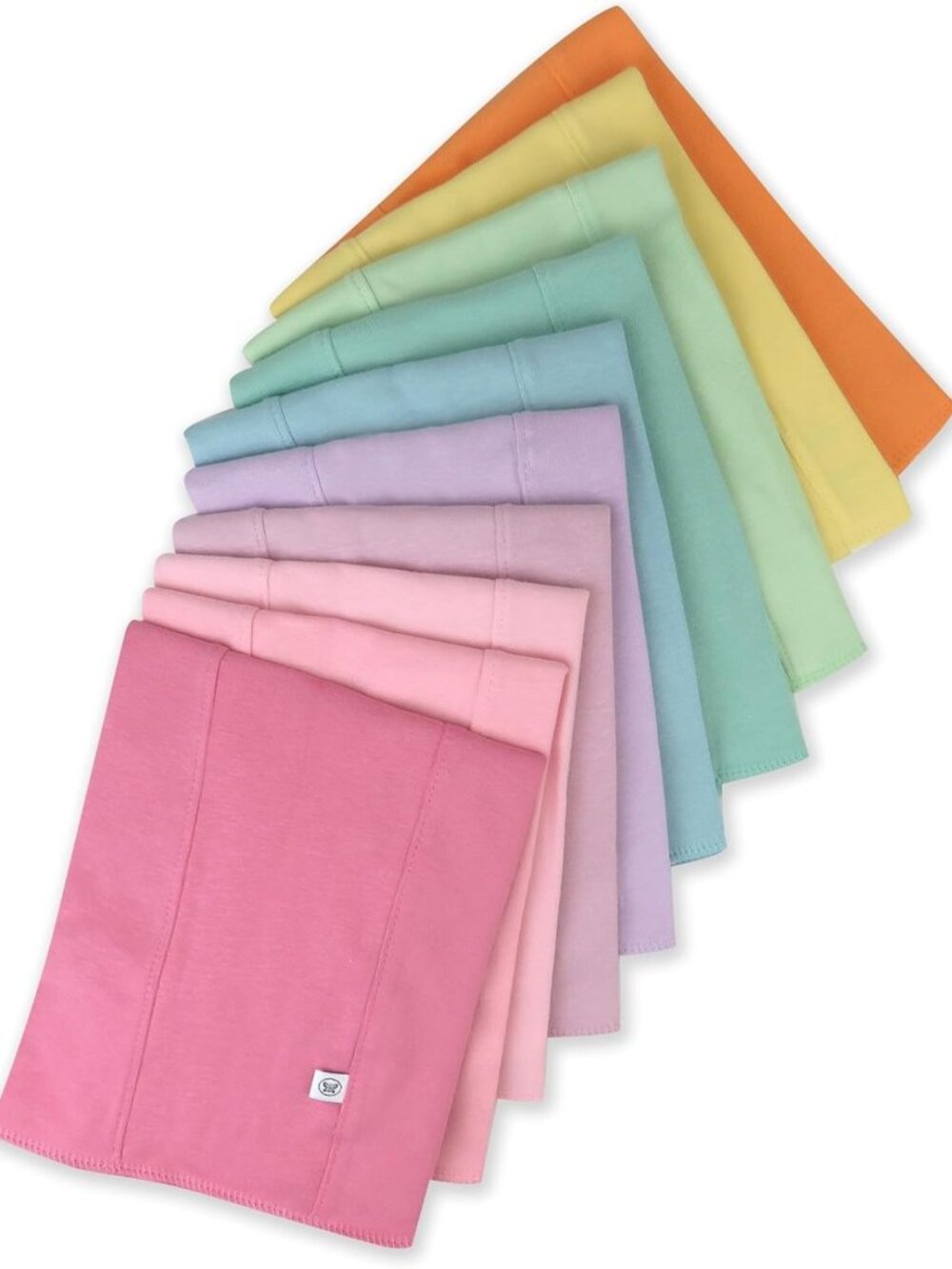 Organic Cotton Knit Burp Cloths Multipack, 10-Pack Rainbow Colors, Soft